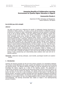 Assessing Benefits of Collaborative Learning Journal of Educational and Social Research