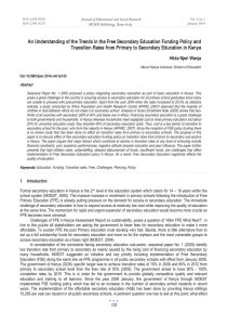 An Understanding of the Trends in the Free Secondary Education... Transition Rates from Primary to Secondary Education in Kenya