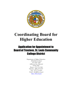 Coordinating Board for Higher Education  Application for Appointment to