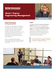Engineering Management Master’s Degrees GRADUATE STUDIES Integrate Management