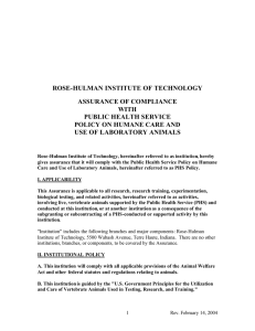 ROSE-HULMAN INSTITUTE OF TECHNOLOGY ASSURANCE OF COMPLIANCE WITH