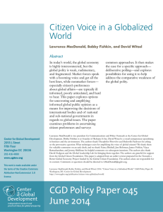 Citizen Voice in a Globalized World Abstract