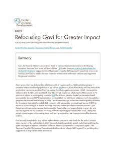 Refocusing Gavi for Greater Impact Summary BRIEFS Configure
