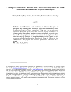 Learning without Teachers?  Evidence from a Randomized Experiment of... Phone-Based Adult Education Program in Los Angeles