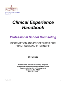 Clinical Experience Handbook Professional School Counseling