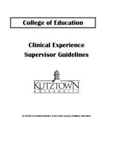 College of Education Clinical Experience Supervisor Guidelines