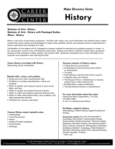 History Major Discovery Series Bachelor of Arts:  History