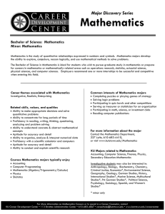 Mathematics Major Discovery Series Bachelor of Science:  Mathematics Minor: Mathematics