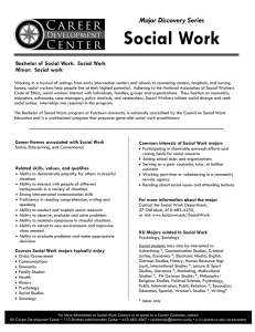 Social Work Major Discovery Series Bachelor of Social Work:  Social Work