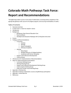 Colorado Math Pathways Task Force: Report and Recommendations