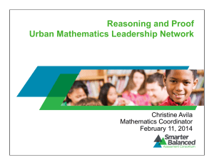 Reasoning and Proof Urban Mathematics Leadership Network Christine Avila Mathematics Coordinator