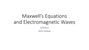 Maxwell’s Equations and Electromagnetic Waves 4/9/2015 Kevin Holway