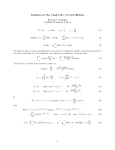 Equations for the Physics 264L Second Midterm Professor Greenside