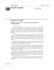 S Security Council United Nations Resolution 1325 (2000)