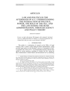 ARTICLES LAW AND POLITICS IN THE AFTERMATH OF 9/11: UNDERSTANDING