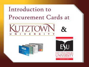&amp; Introduction to Procurement Cards at