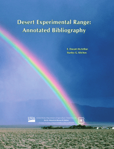 Desert Experimental Range: Annotated Bibliography E. Durant McArthur Stanley G. Kitchen