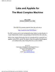 Labs and Applets for The Most Complex Machine