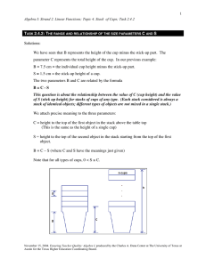 Solutions: We have seen that B represents the height of the... parameter C represents the total height of the cup. ...