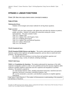 STRAND 2: LINEAR FUNCTIONS  T 2.9: S