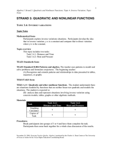 STRAND 3: QUADRATIC AND NONLINEAR FUNCTIONS  T 3.4: I