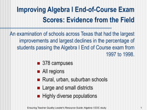 Improving Algebra I End-of-Course Exam Scores: Evidence from the Field