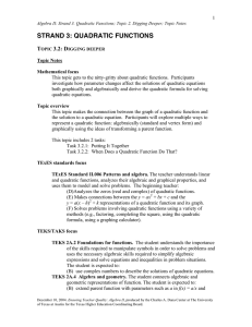 STRAND 3: QUADRATIC FUNCTIONS T 3.2: D