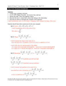 1 •  Graph using a graphing calculator. Conics