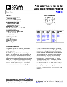 Wide Supply Range, Rail-to-Rail Output Instrumentation Amplifier AD8226 Data Sheet