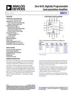 Zero Drift, Digitally Programmable Instrumentation Amplifier AD8231 Data Sheet