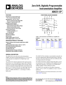 Zero Drift, Digitally Programmable Instrumentation Amplifier AD8231-EP