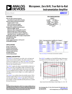 Micropower, Zero Drift, True Rail-to-Rail Instrumentation Amplifier AD8237 Data Sheet