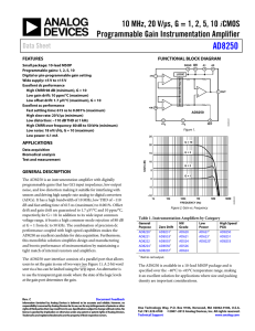 AD8250 10 MHz, 20 V/μs, G = 1, 2, 5, 10