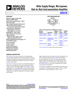 Wide Supply Range, Micropower, Rail-to-Rail Instrumentation Amplifier AD8420 Data Sheet