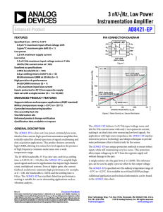 3 nV/√Hz, Low Power Instrumentation Amplifier AD8421-EP Enhanced Product