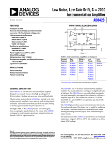 Low Noise, Low Gain Drift, G = 2000 Instrumentation Amplifier AD8428 Data Sheet