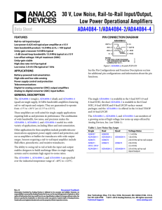 30 V, Low Noise, Rail-to-Rail Input/Output, Low Power Operational Amplifiers / ADA4084-1