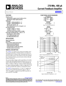 270 MHz, 400 μA Current Feedback Amplifier AD8005 Data Sheet