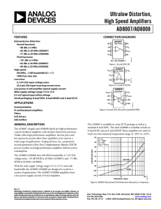 Ultralow Distortion, High Speed Amplifiers AD8007/AD8008