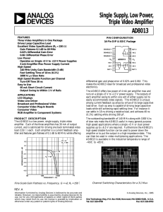 a Single Supply, Low Power, Triple Video Amplifier AD8013