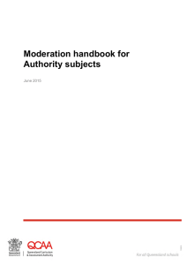 Moderation handbook for Authority subjects  June 2015