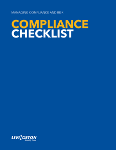 ComplianCe  CheCklist Managing CoMplianCe and Risk