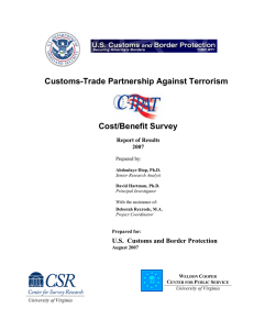 Customs-Trade Partnership Against Terrorism Cost/Benefit Survey U.S.  Customs and Border Protection