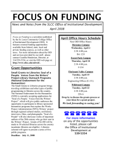 FOCUS ON FUNDING April 2008 April Office Hours Schedule
