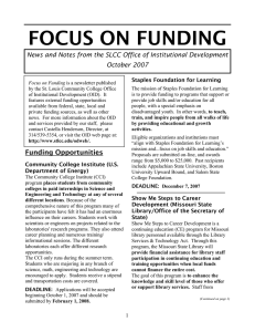 FOCUS ON FUNDING October 2007 Staples Foundation for Learning