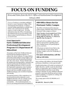 FOCUS ON FUNDING February 2004 OID Office Hours Set for