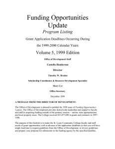 Funding Opportunities Update Program Listing Volume 5, 1999 Edition