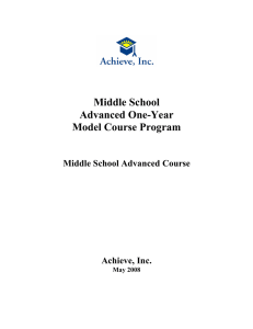 Middle School Advanced One-Year Model Course Program