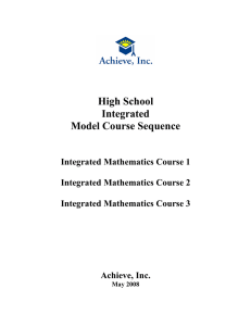 High School Integrated Model Course Sequence