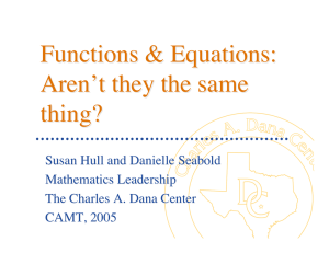 Functions &amp; Equations: Aren ’ t they the same